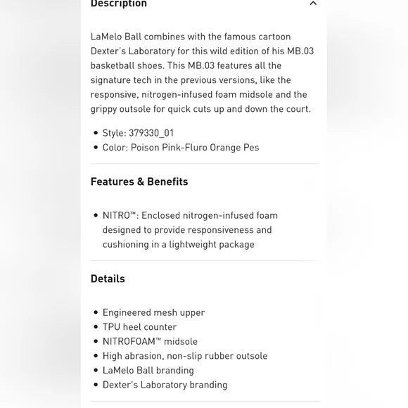 PUMA x LaMelo Ball x Dexter’s Laboratory Collab Kid Shoes 12 C Basketball MB.03 - Picture 12 of 13